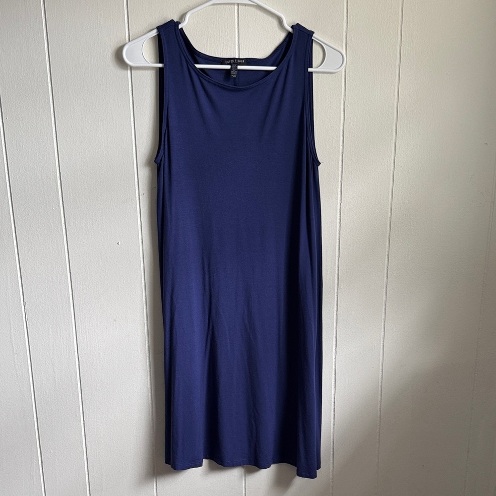 Eileen Fisher Navy Sleeveless Midi Dress Sz PS/PP